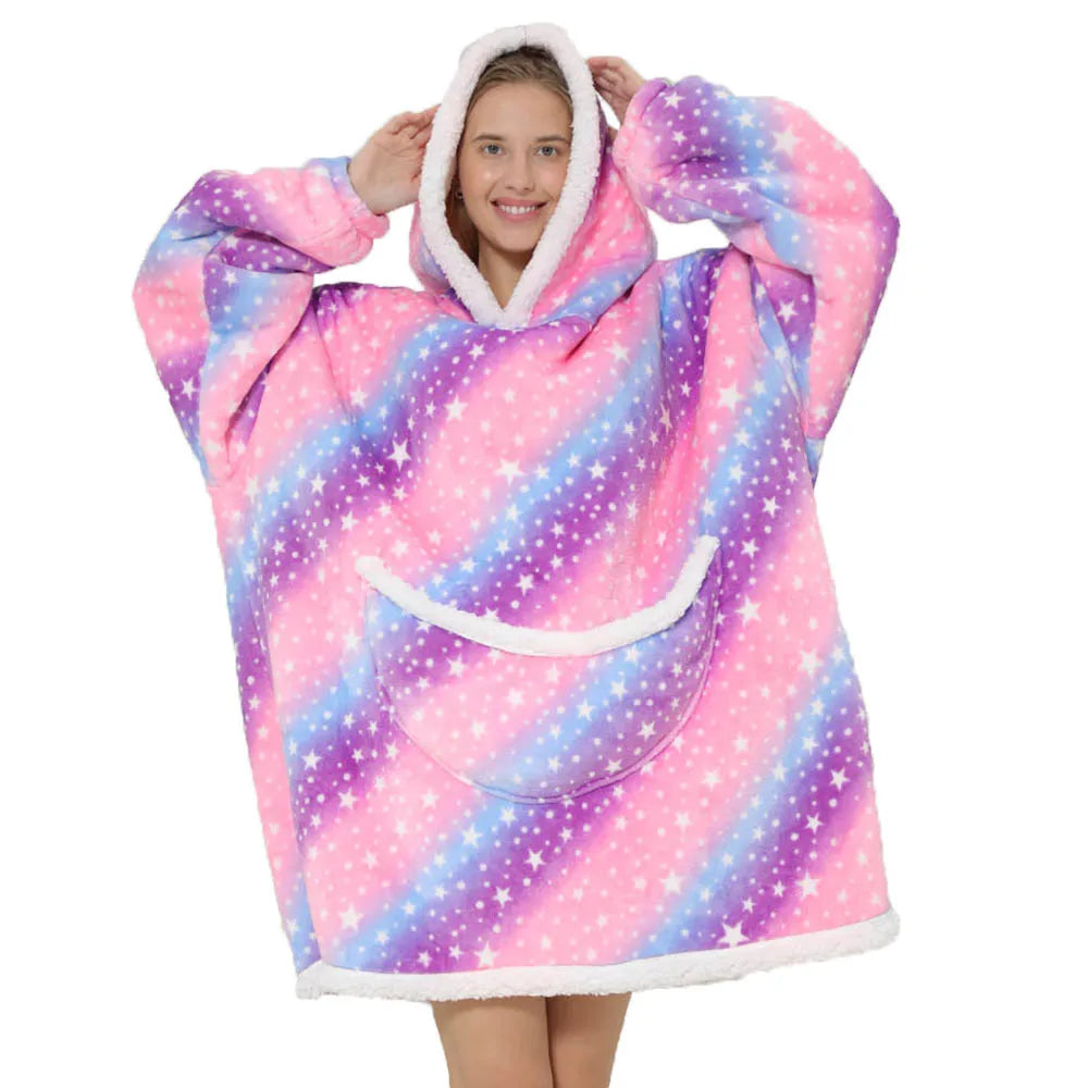 Přehnaná fleecová deka s kapucí a kapsami – SnugJoy