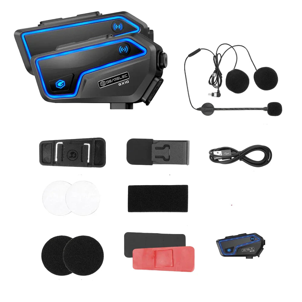 Bluetooth motocyklový interkom pro 10 jezdců & IP67 vodotěsný – RideSync