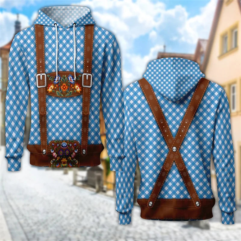3D trachtenová mikina s kapucí a potiskem piva – ProstZeit Oktoberfest 2025