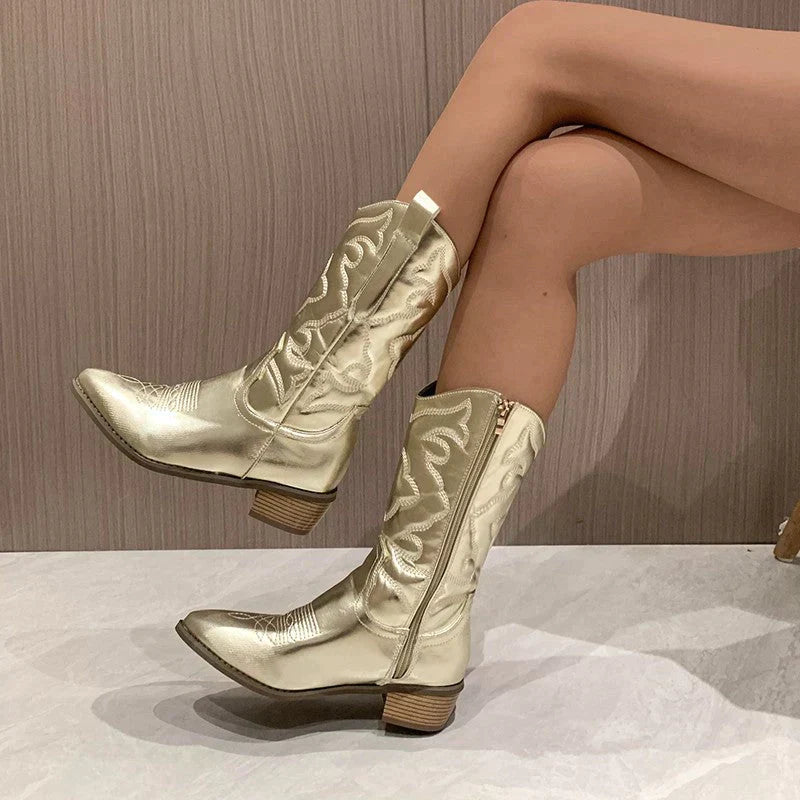 Metalické kovbojské boty - Aurora