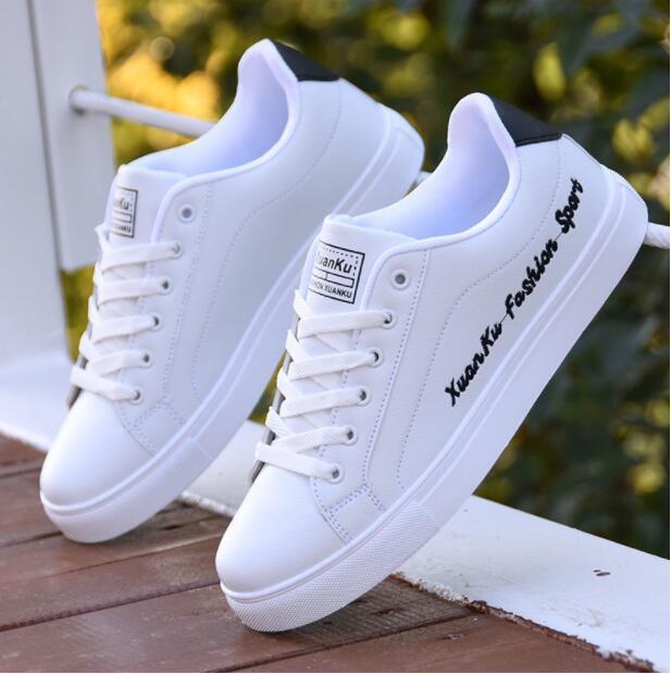 Weiße Sneaker, Leder, sportlich, XuanKu-Design, Herrenmode, Freizeitschuhe, Outdoor, bequem