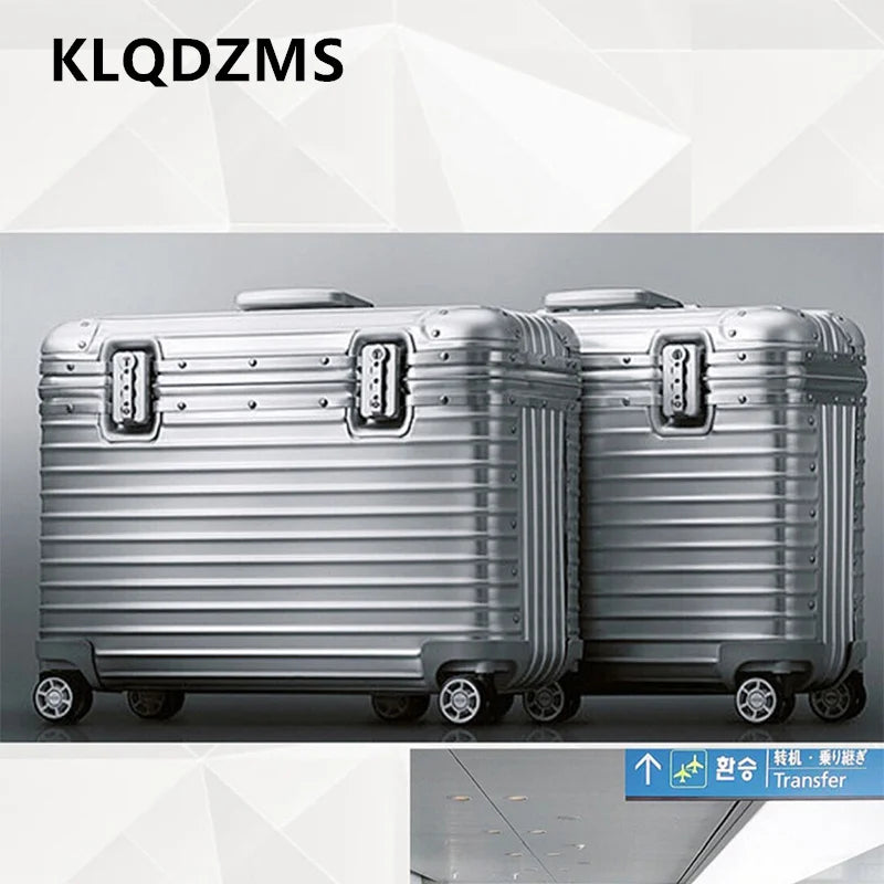 KLQDZMS Kolečkový kufr z plné hliníkovo-hořčíkové slitiny Boarding Box — pánský obchodní trolley kufr 18" 20" 22" 24" zavazadlo