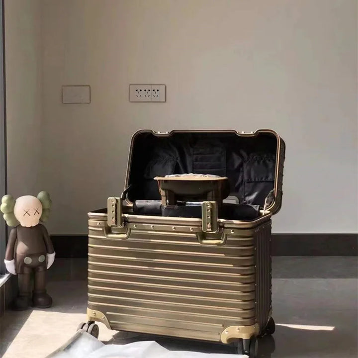 KLQDZMS Kolečkový kufr z plné hliníkovo-hořčíkové slitiny Boarding Box — pánský obchodní trolley kufr 18" 20" 22" 24" zavazadlo