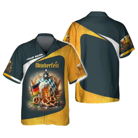 Havajská košile s vzorem piva a preclíků – FeierLaune Oktoberfest 2025