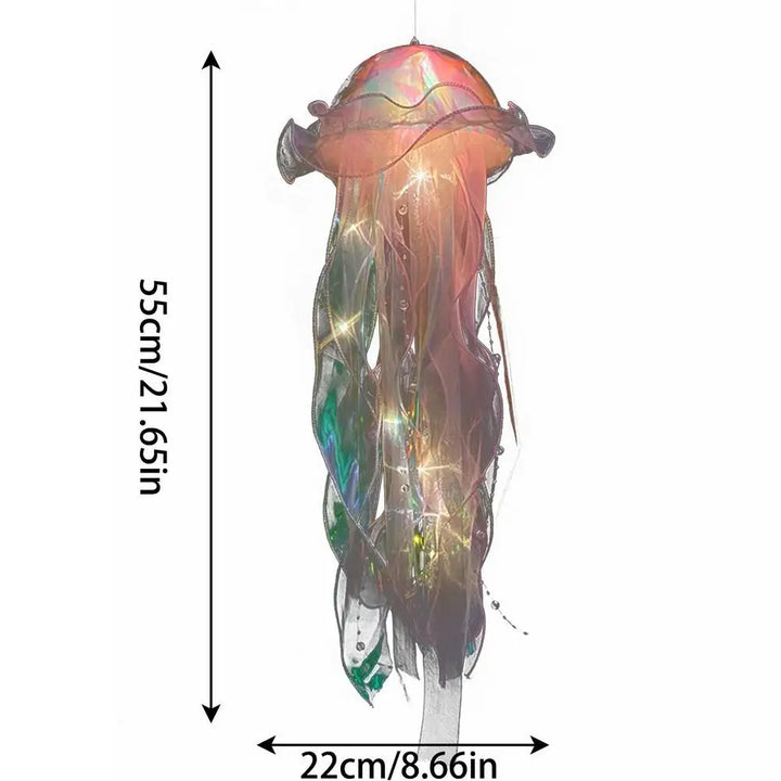 Leuchtende Quallenlampe, 55cm, mehrfarbig, LED-Dekoration, hängend, für Innenräume.