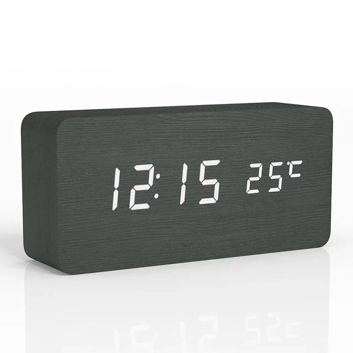Digitální dřevěné hodiny s LED displejem – WoodSync