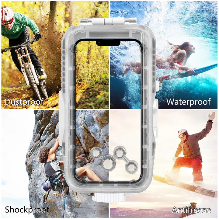 Vodotěsné potápěčské pouzdro pro iPhone s ochranou až do hloubky 40 m a dotykovým ovládáním – AquaShield