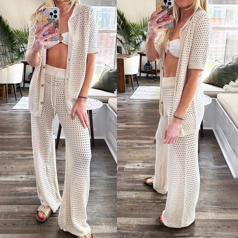Vzdušný a stylový letní outfit s výřezy a dlouhými kalhotami pro ženy – Liora