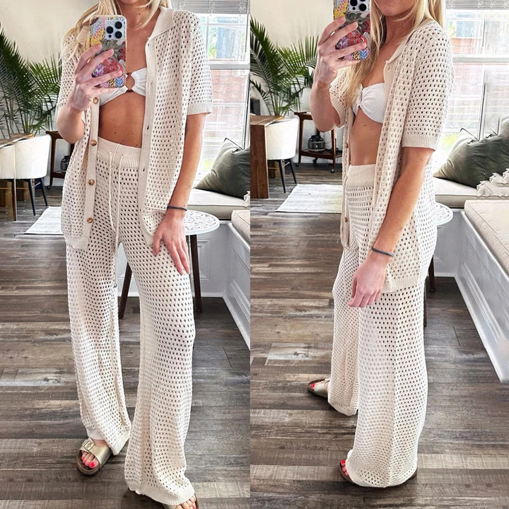 Vzdušný a stylový letní outfit s výřezy a dlouhými kalhotami pro ženy – Liora