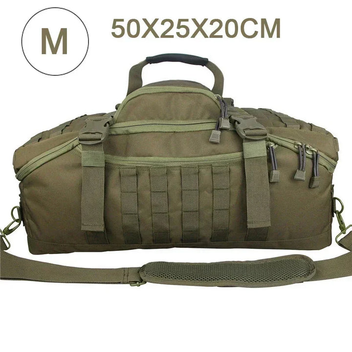 Grüne taktische Reisetasche, 50x25x20cm, robustes Nylon, verstellbarer Schultergurt