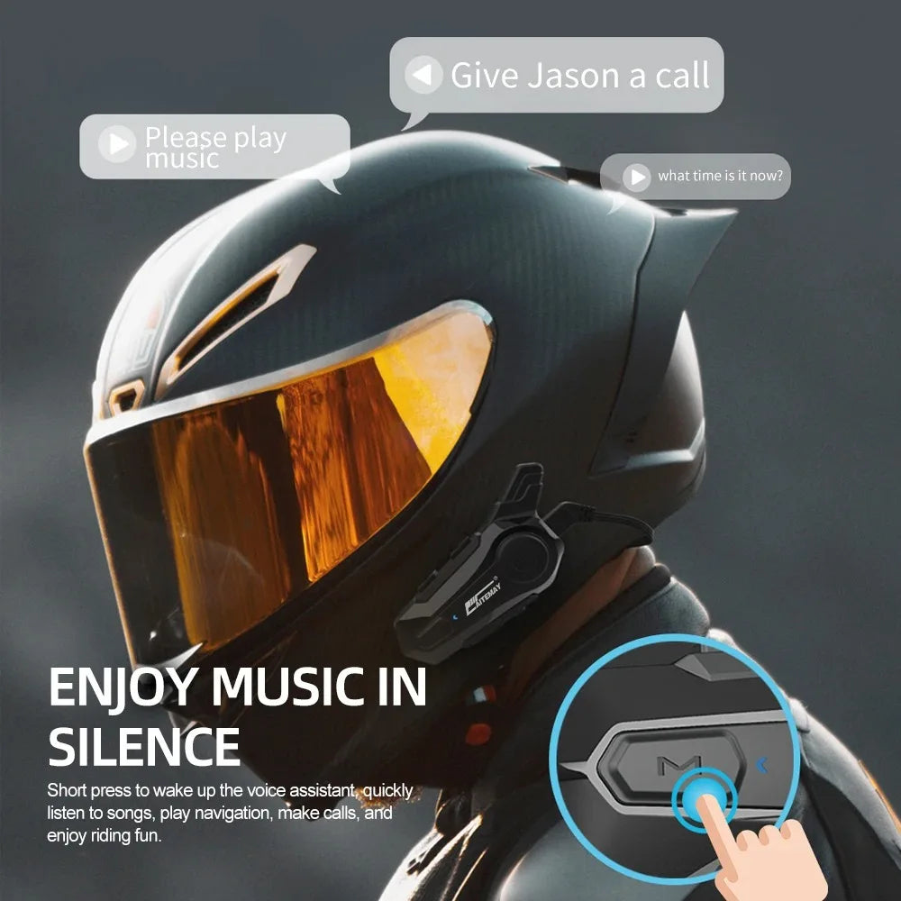 Bluetooth headset s interkomem pro motocyklovou přilbu s dosahem 1000 m a odolností proti vodě (IPX6) – RoadComm
