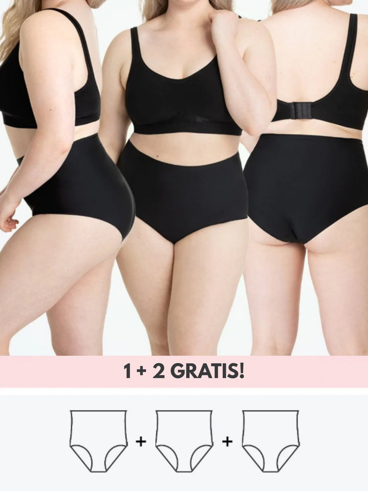 Damen Shapewear Set Schwarz, nahtlos, figurformend, bequem, 1+2 gratis Angebot.