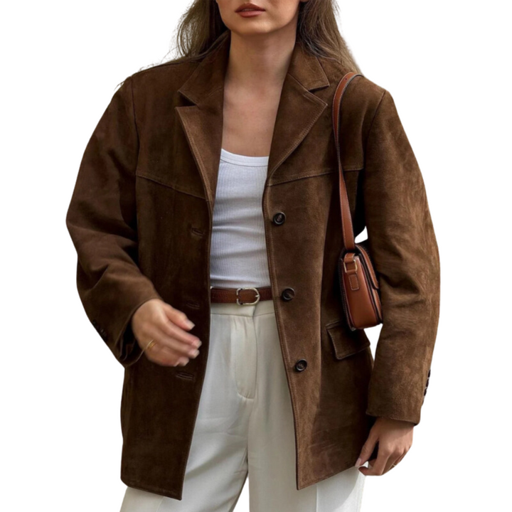 Oversize kožená bunda s límcem – Alina podzimní edice
