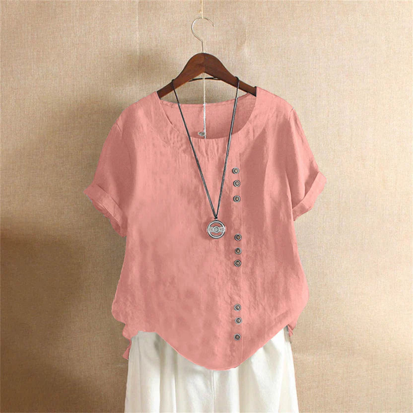 Short-Sleeve Button-Front Blouse - Mindy