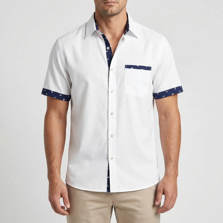 Short-Sleeve Contrast Trim Shirt - Warren
