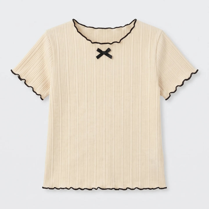 Short-Sleeve Ribbed Children's Top - Ribbony