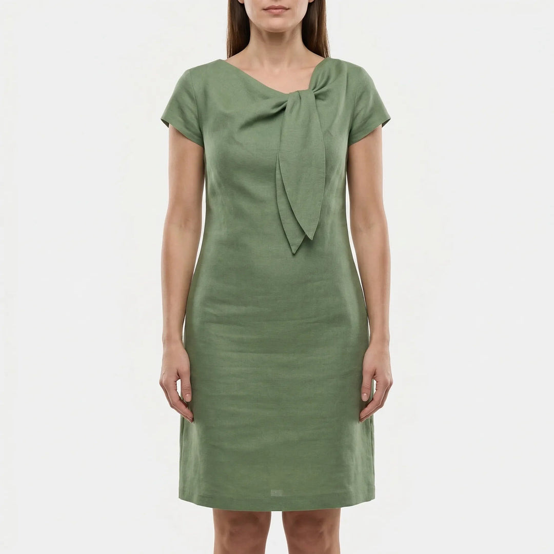 Short Sleeve Bow Detail Shift Dress - Susan