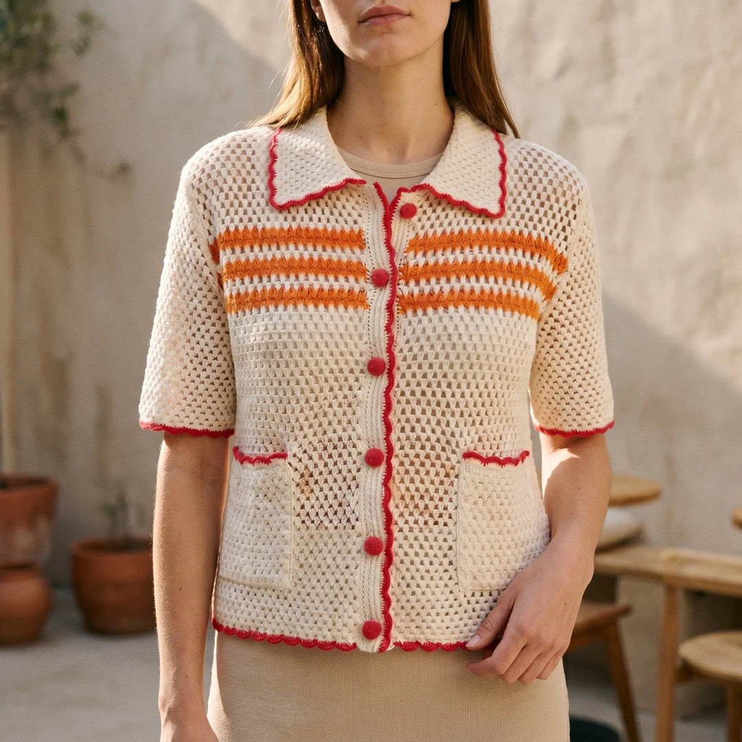 Short Sleeve Knitted Cardigan -  Penny