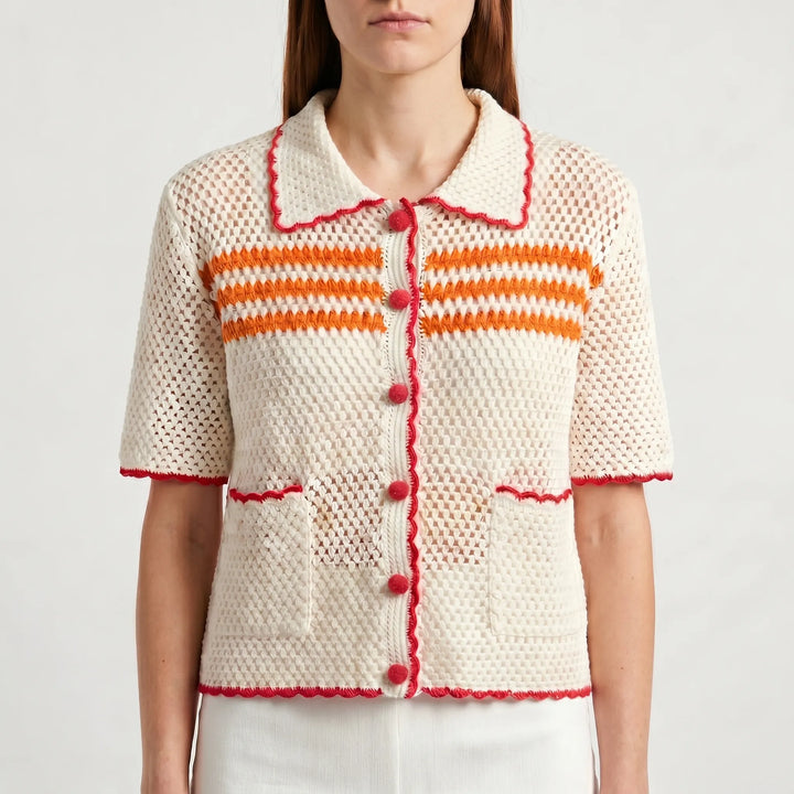 Short Sleeve Knitted Cardigan -  Penny