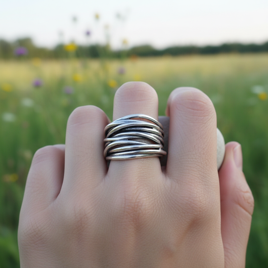 Silberner Schichtenring - LayerRing 