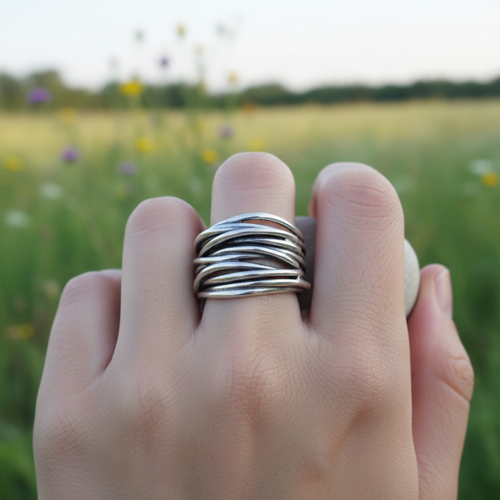 Silberner Schichtenring - LayerRing 
