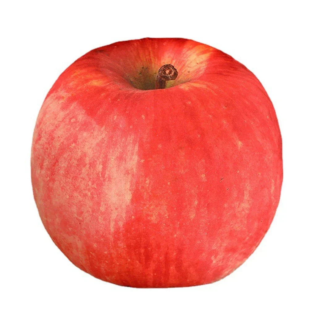 Rotes Apfelkissen, realistische Simulation, Dekoration, weiches Material, Obstkissen.