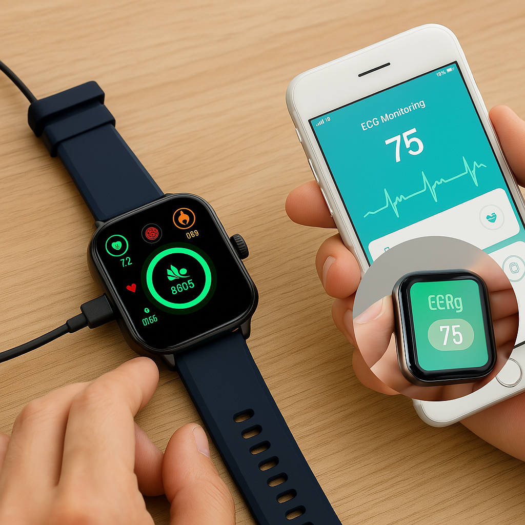 Chytré hodinky pro zdraví a kondici – EKG, měření krevního tlaku, monitorování srdečního tepu – kompatibilní s iOS a Androidem