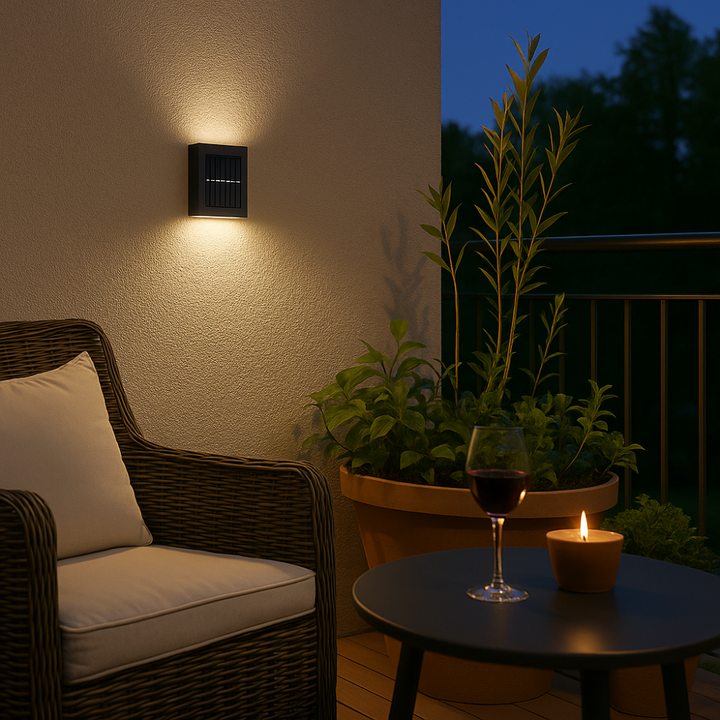 SolarGlow™ LED solární nástěnné lampy – bezdrátové, odolné proti povětrnostním vlivům a s náladovým osvětlením pro venkovní prostory