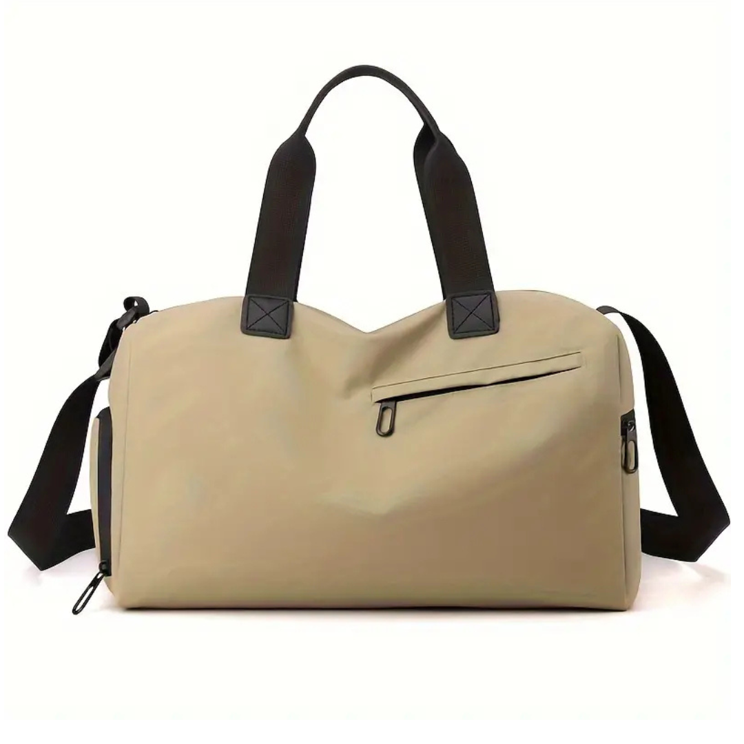 Wasserdichte Sporttasche Khaki mit Schuhfach, robustes Design, ideal für Fitness und Reisen.