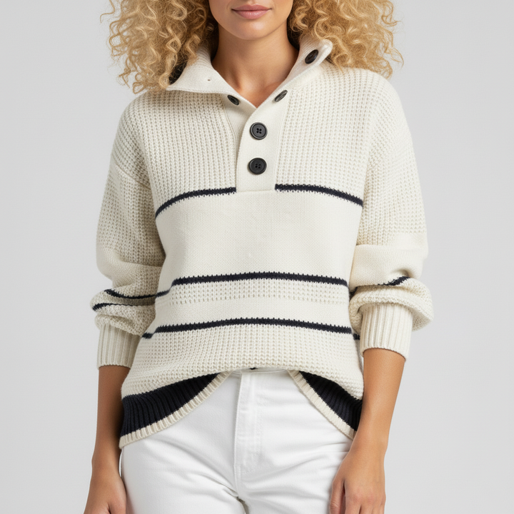Strukturierter Strickpullover Mit Streifen - Judy