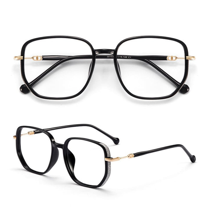 Schwarze Anti-Blaulicht-Lesebrille, rechteckig, stilvoll, für Männer und Frauen.