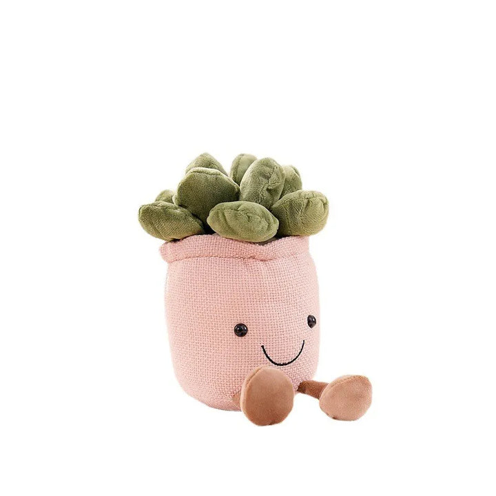 Kuscheltier Sukkulente, rosa Topf, grüne Blätter, Plüsch, Geschenkidee, Kinderzimmer Deko.