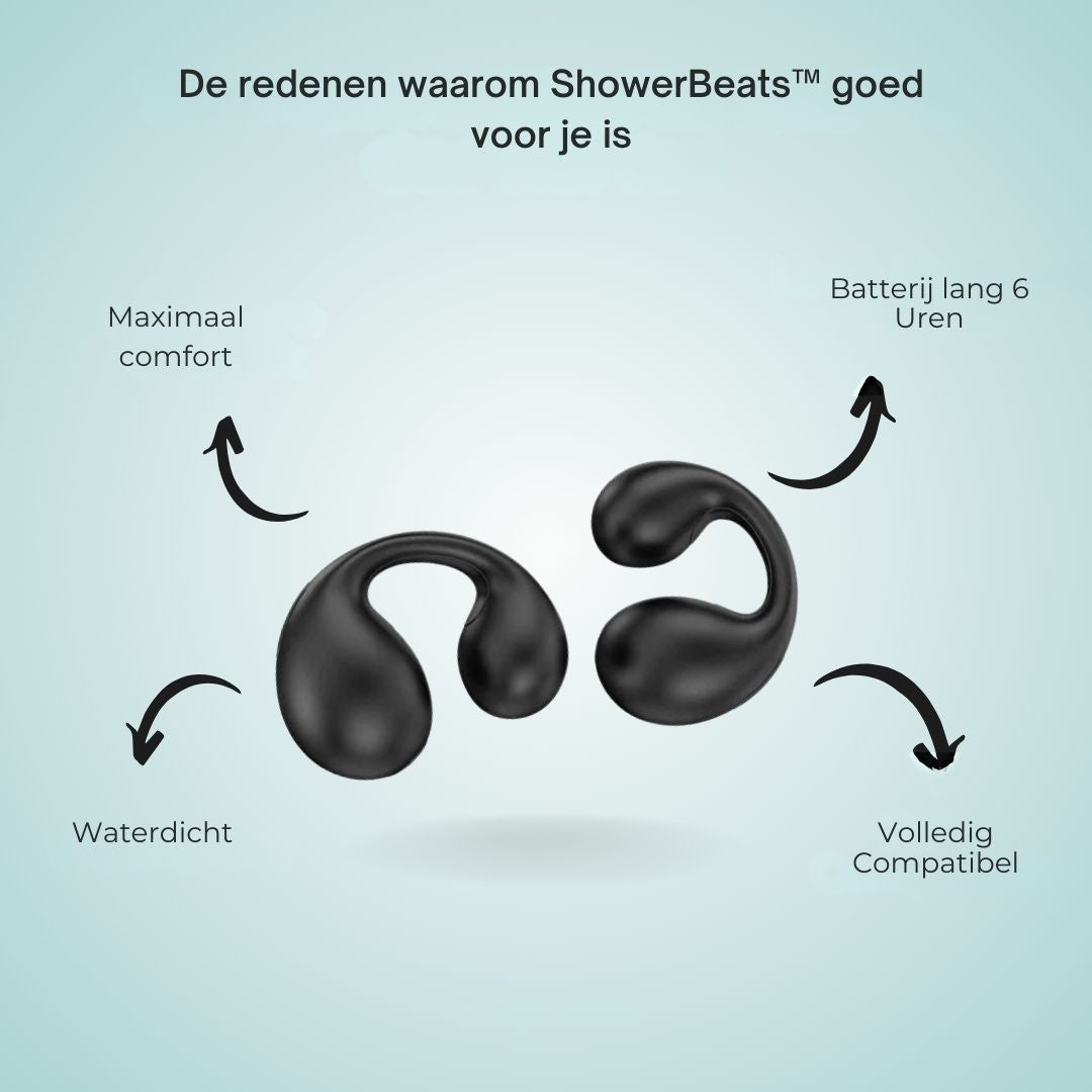Schwarze wasserdichte Bluetooth-Ohrhörer, ergonomisch, 6 Stunden Akkulaufzeit, kompatibel.