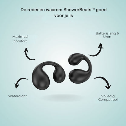 Schwarze wasserdichte Bluetooth-Ohrhörer, ergonomisch, 6 Stunden Akkulaufzeit, kompatibel.