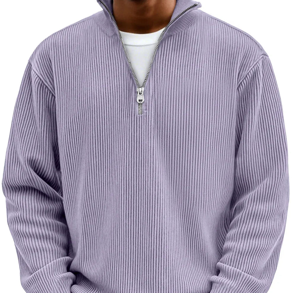 Men's Sweater | Ribbed Half-Zip Long Sleeve Pullover 13