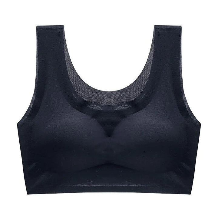 Schwarzer ultradünner Oversize Ice Silk BH, nahtlos, atmungsaktiv, Damenunterwäsche.