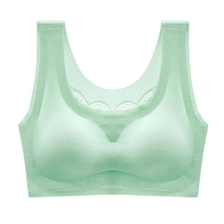 Grüner ultradünner Oversize Ice Silk BH, nahtlos, bequem, Damenunterwäsche.