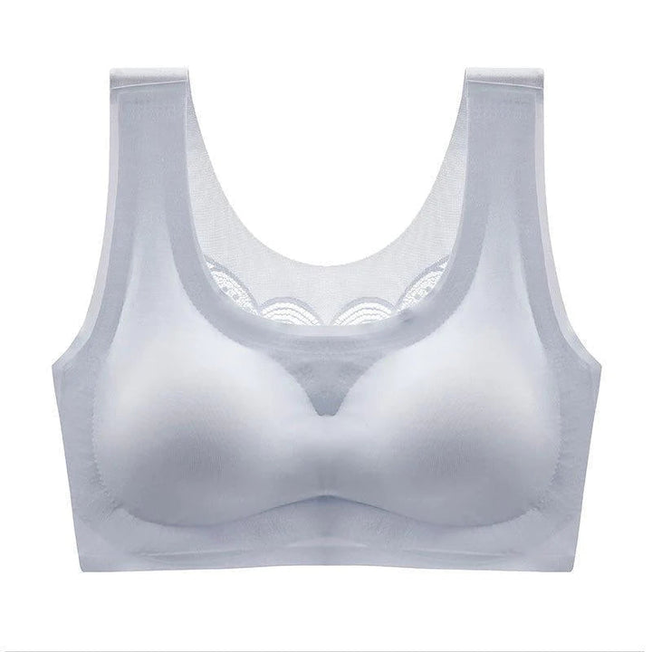 Ultradünner Oversize Ice Silk BH, weiß, nahtlos, atmungsaktiv, komfortabel, Damenunterwäsche.