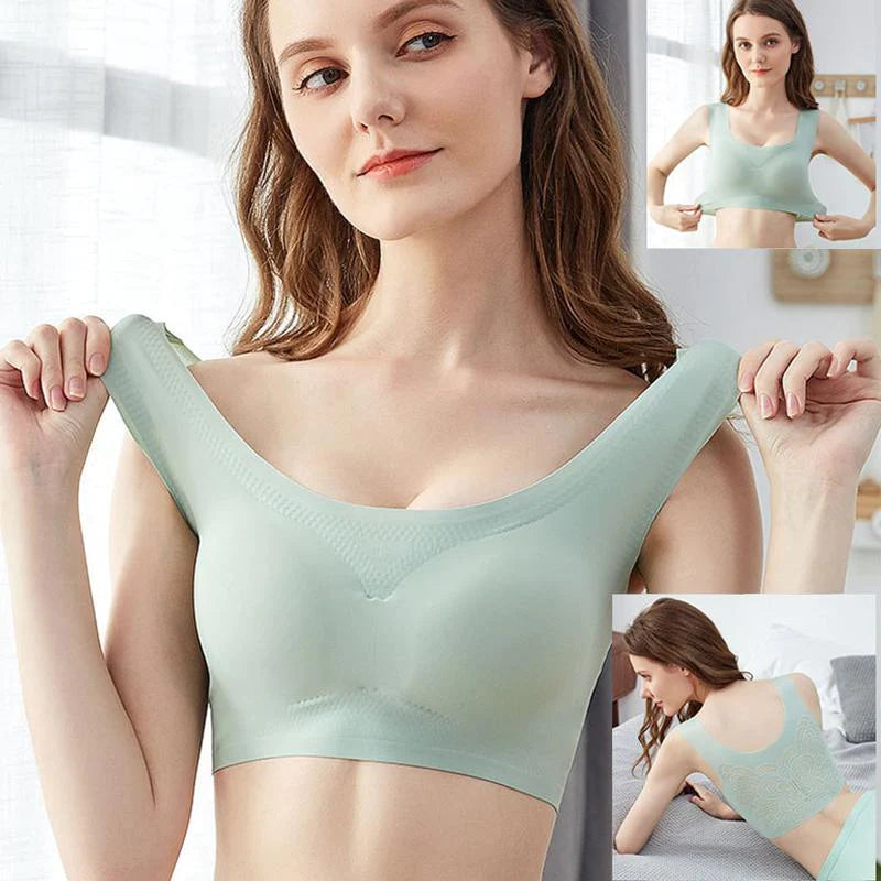 Damen Ultra-Dünner Oversize Ice Silk BH, mintgrün, nahtlos, bequem, atmungsaktiv.