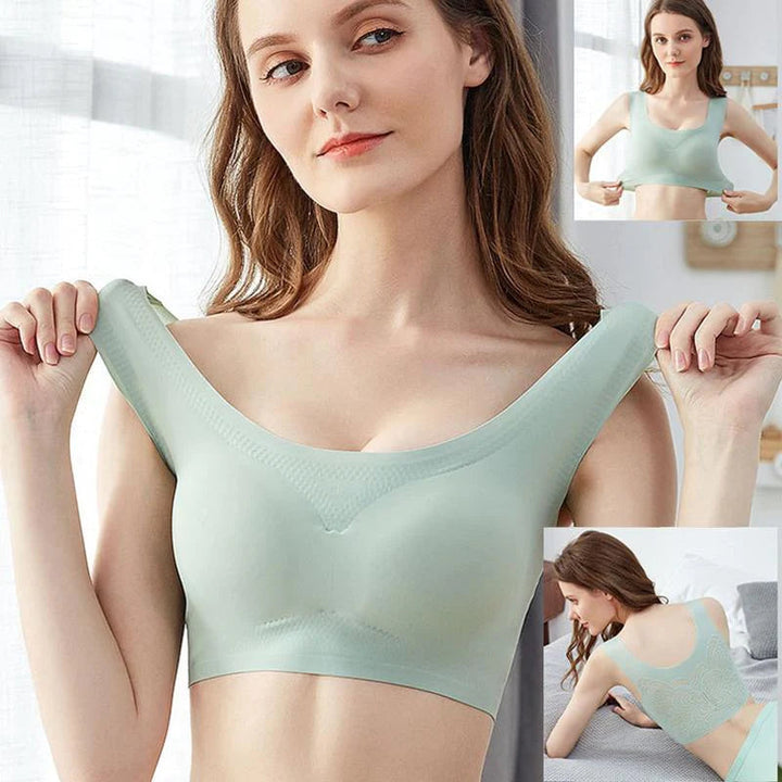 Damen Ultra-Dünner Oversize Ice Silk BH, mintgrün, nahtlos, bequem, atmungsaktiv.