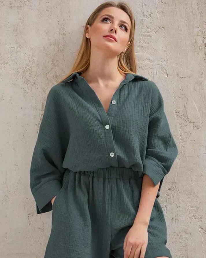 Letní kombinace s rozdělením na topy a kalhoty pro ženy – Tabea