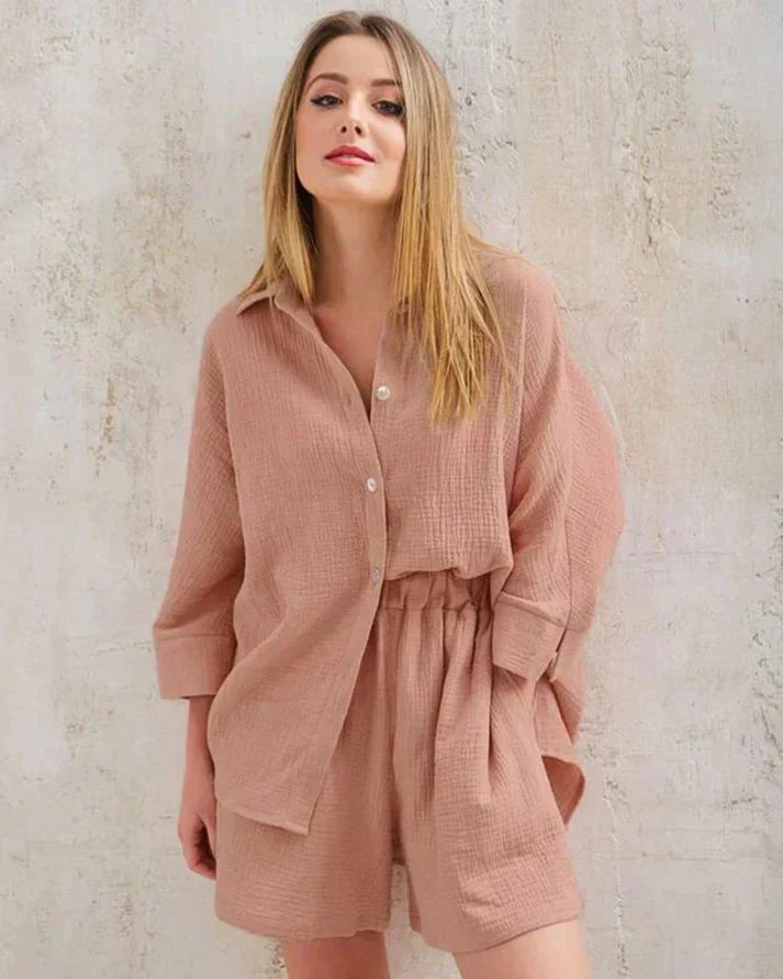 Letní kombinace s rozdělením na topy a kalhoty pro ženy – Tabea