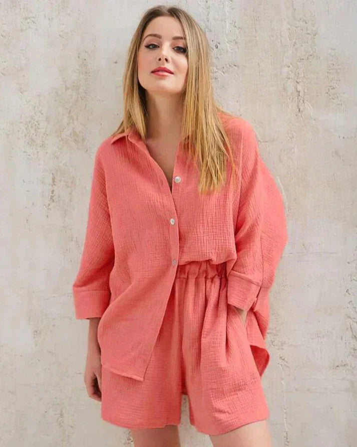 Letní kombinace s rozdělením na topy a kalhoty pro ženy – Tabea