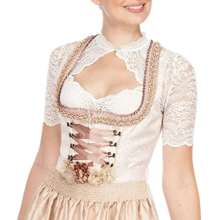 Trendová dámská dirndl blůza s krajkou a srdcovým výstřihem – Alina - Oktoberfest 2025