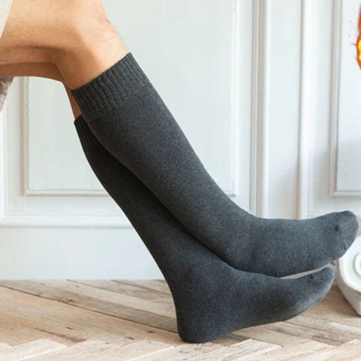 Graue Kniestrümpfe aus Baumwolle, bequem, warm, ideal für Herbst und Winter, Unisex-Design.