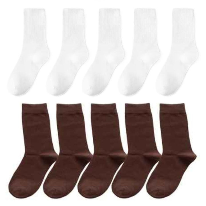 Weiße und braune Baumwollsocken, 8er-Pack, bequem, atmungsaktiv, Unisex.