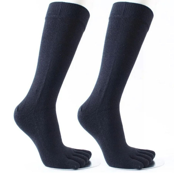 Schwarze Zehensocken, Baumwolle, knielang, atmungsaktiv, für Herren und Damen.