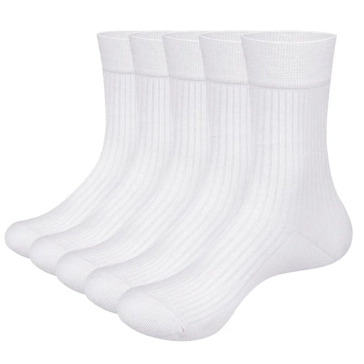 Fünf Paar weiße Baumwollsocken, knöchelhoch, atmungsaktiv, für Herren und Damen.