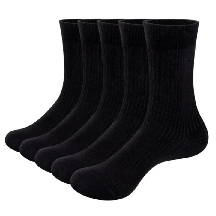 Fünf Paar schwarze Baumwollsocken, knöchelhoch, nahtlos, für Herren und Damen.