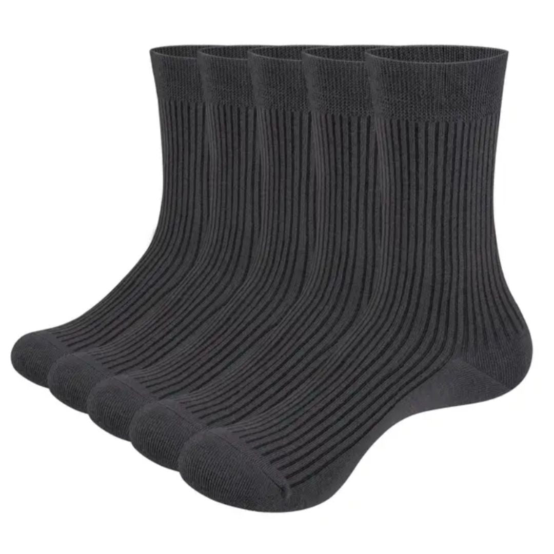 5er-Pack schwarze Baumwollsocken, gerippt, knöchelhoch, bequem, atmungsaktiv, unisex.